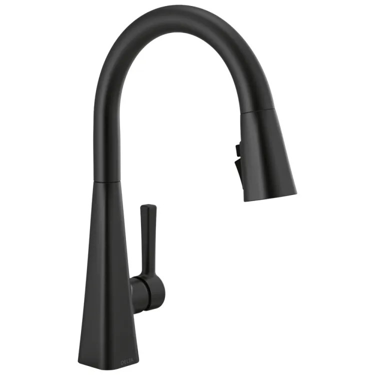 Delta Lenta Pull Down Kitchen Faucet, Single Handle, ShieldSpray, Diamond Seal, MagnaTite, ADA, 1.8 GPM, Matte Black - 19802Z-BL-DST