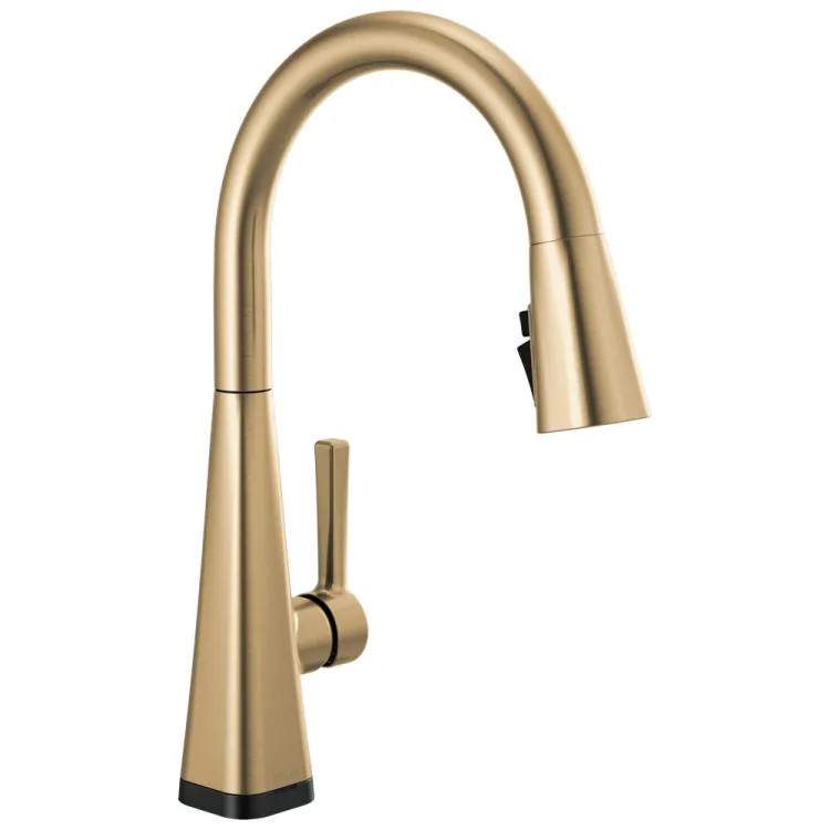 Delta Lenta Pull Down Kitchen Faucet With Touch2O, Single Handle, ShieldSpray, Diamond Seal, MagnaTite, ADA, 1.8 GPM, Champagne Bronze - 19802TZ-CZ-DST
