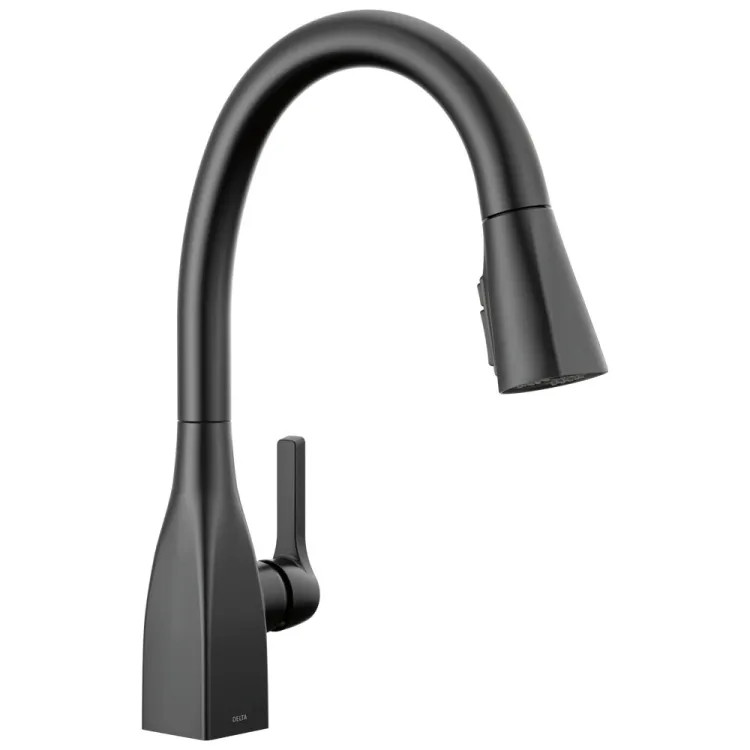 Delta Mateo Pull-Down Kitchen Faucet With ShieldSpray, Single-Handle, Diamond Seal, MagnaTite, ADA, 1.8 GPM - Matte Black - 9183-BL-DST