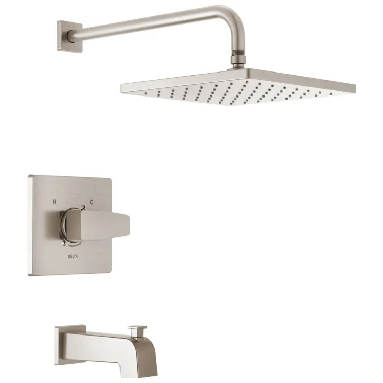 Delta Modern Monitor 14 Series Tub And Trim Shower, Touch-Clean, MultiChoice, ADA, 1.75 GPM, Spotshield Brushed Nickel - T14468-SP-PP