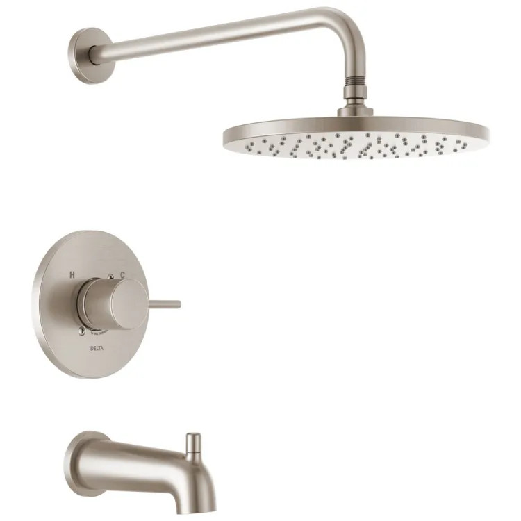 Delta Modern Monitor 14 Series Tub And Trim Shower, Touch-Clean, MultiChoice, ADA, 1.75 GPM, Spotshield Brushed Nickel - T14469-SP-PP