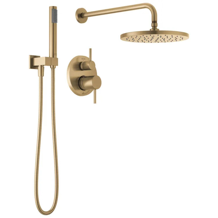Delta Modern Monitor 14 Series Shower With Raincan, Hand Shower & Rough Valve, Touch-Clean, MultiChoice, ADA, 1.75 GPM, Champagne Bronze - 342702-CZ