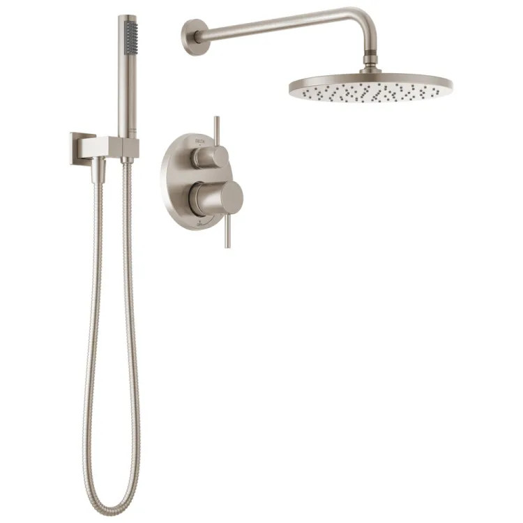 Delta Modern Monitor 14 Series Shower With Raincan, Hand Shower & Rough Valve, Touch-Clean, MultiChoice, ADA, 1.75 GPM, Spotshield Brushed Nickel - 342702-SP