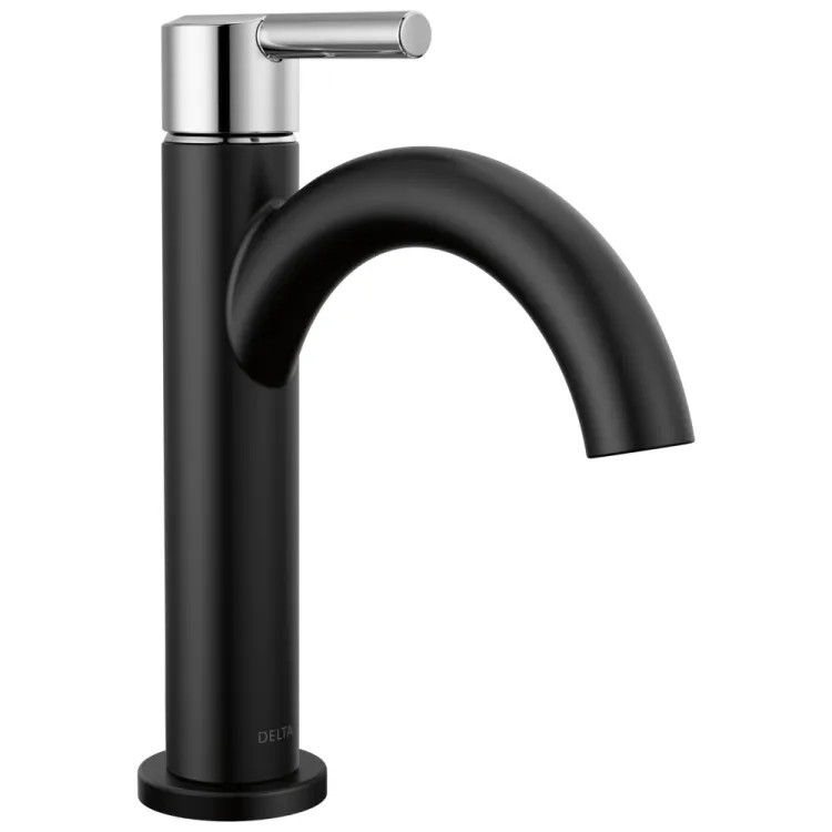 Delta Nicoli Bathroom Faucet, Single Handle, Deck Mount, ADA-Compliant, 1.2 GPM, Matte Black/Chrome - 15749LF-CS