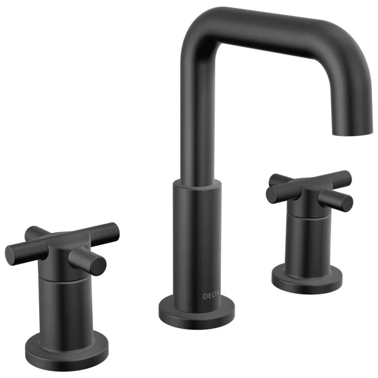 Delta Nicoli Widespread Bathroom Faucet, Cross-Handle, Deck Mount, ADA-Compliant, 1.2 GPM, Matte Black - 35894LF-BL