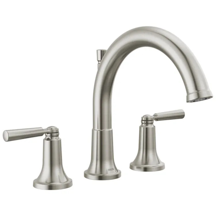 Delta Saylor Two-Handle Roman Tub Faucet Trim, High-Arc Spout, Lever Handles, ADA-Compliant, Stainless - T2735-SS