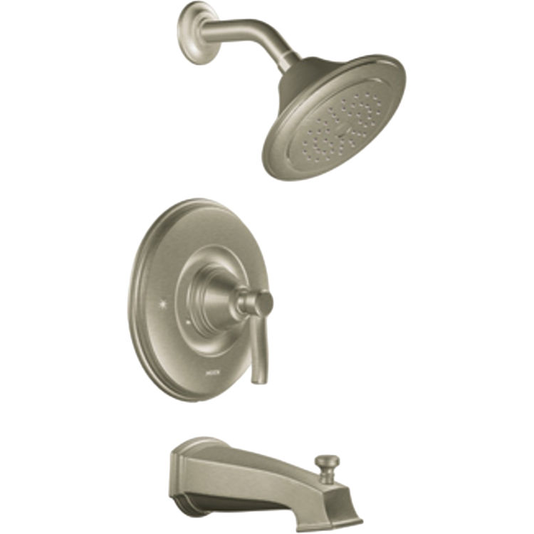 Moen Rothbury Posi-Temp Tub/Shower Faucet, 2.5 GPM, 1-Function, Single Lever Handle, M-PACT, Brushed Nickel - TS2213BN
