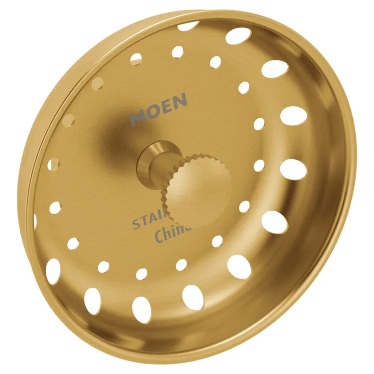 Moen Kitchen Sink Basket Strainer, Brushed Gold - 22195BG