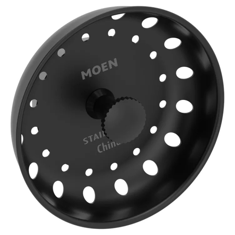 Moen Kitchen Sink Basket Strainer, Matte Black - 22195BL