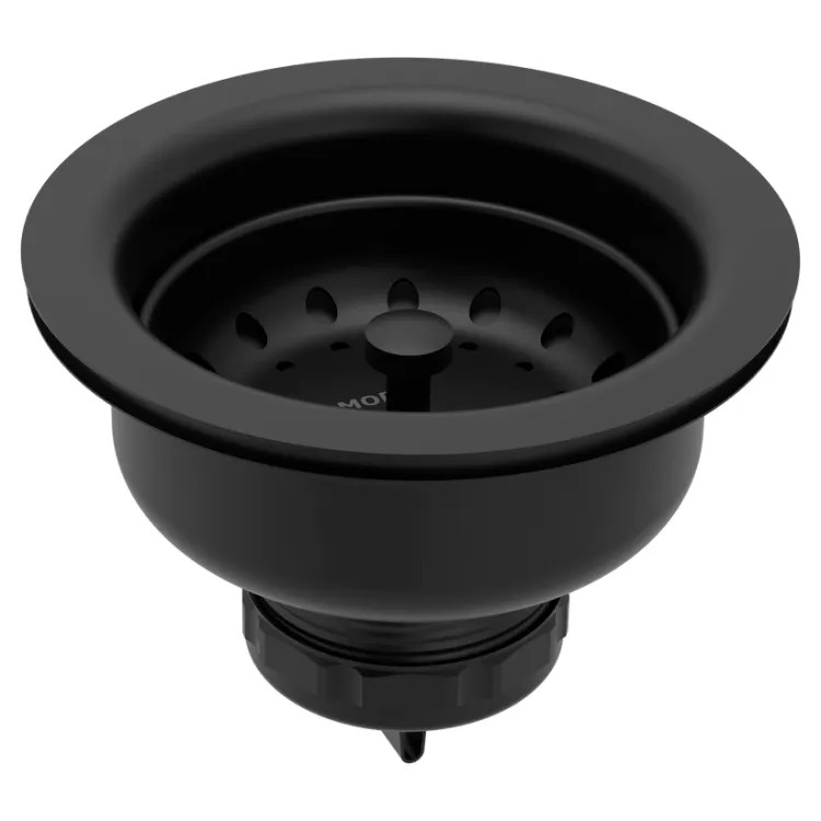 Moen Kitchen Sink Drain and Strainer Assembly, Matte Black - 22038BL