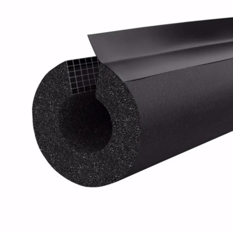 4-1/2" (4" IPS) Self-Sealing Pipe Insulation with Overlap Tape, Rubber, 3/4" Wall Thickness, Black - 6' Length