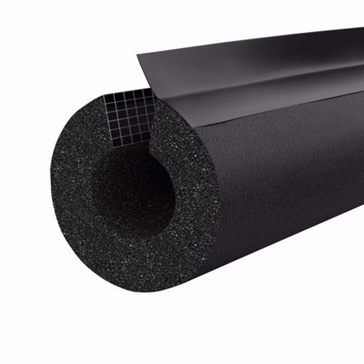 7/8" (3/4" CTS) Seamless Pipe Insulation Tube With Overlap Tape, Rubber, 3/4" Wall Thickness, Black  - 6 Ft Length
