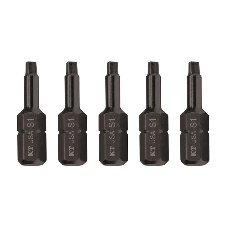Klein 5-Pack #1 Square Insert Power Drivers, 1" Length, 1/4" Hex, Steel - SQ115