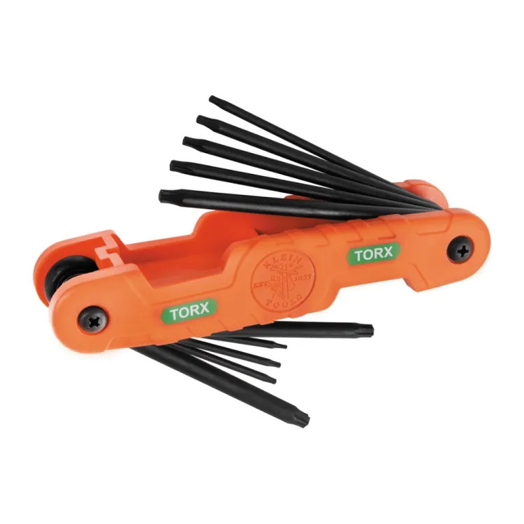 Klein Pro Folding Hex Key Set, 10-Key, TORX Sizes - 70550T