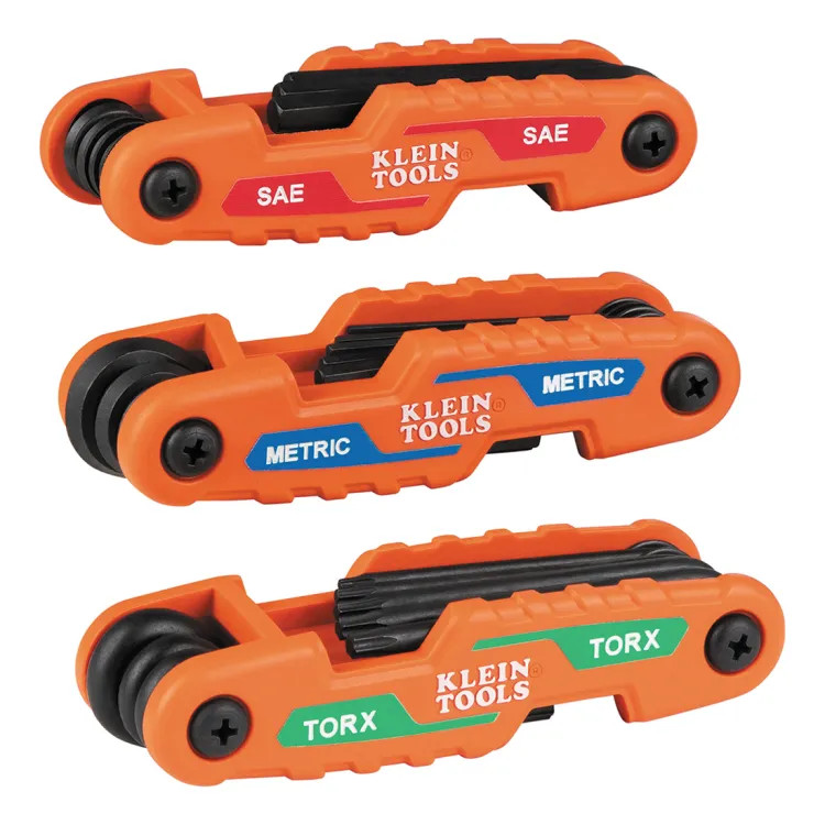 Klein 3-Piece Pro Folding Hex Key Set, 31-Key, SAE/Metric, TORX Sizes - 70553 