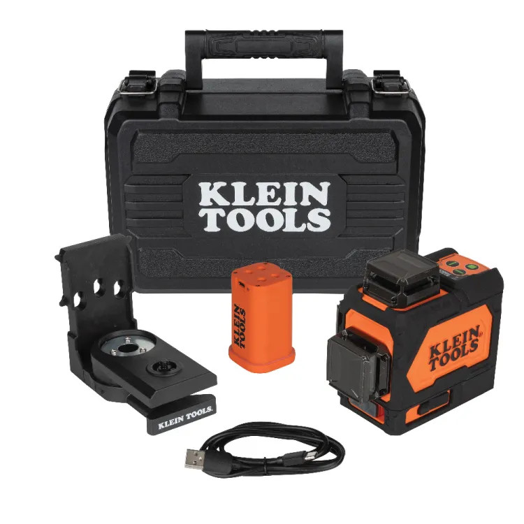 Klein Rechargeable Self Leveling Green Planar Laser Level with Hard Carrying Case - 93PLL