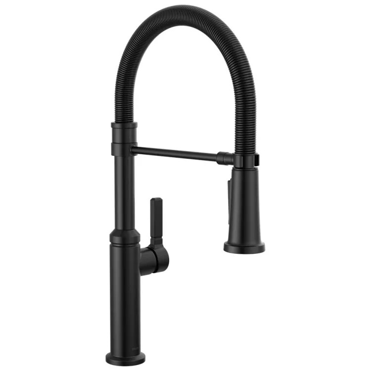 Delta Rhett Pull-Down Kitchen Faucet With Spring Spout, Single Handle, Diamond Seal, ManagTite, ADA, 1.8 GPM, Matte Black - 18829-BL-DST
