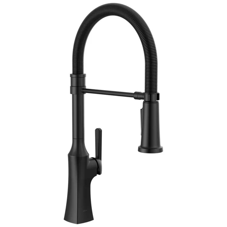Delta Ermelo Single-Handle Pull-Down Kitchen Faucet w/ Spring Spout, 1.8 GPM, Matte Black - 18887-BL-DST