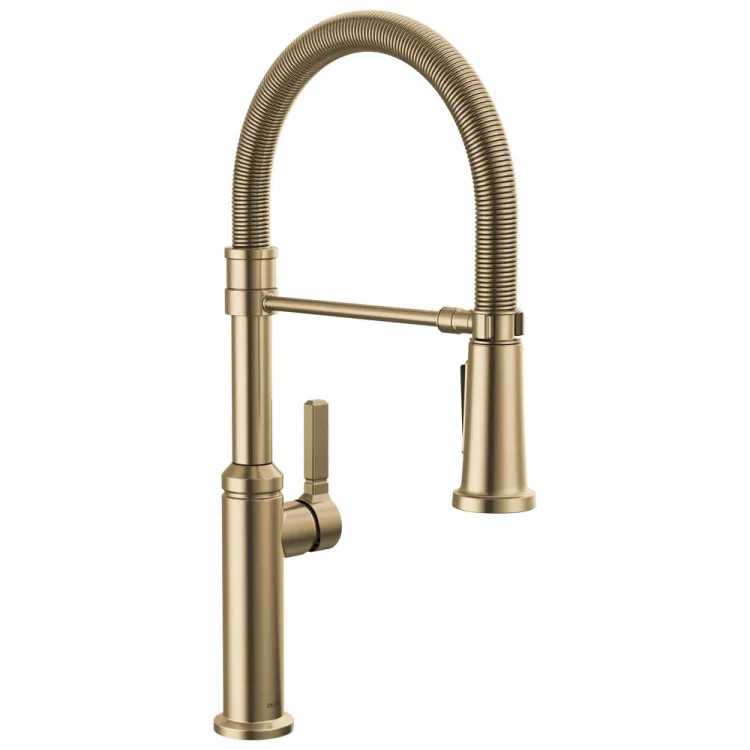 Delta Rhett Pull-Down Kitchen Faucet With Spring Spout, Single Handle, Diamond Seal, ManagTite, ADA, 1.8 GPM, Champagne Bronze - 18829-CZ-DST