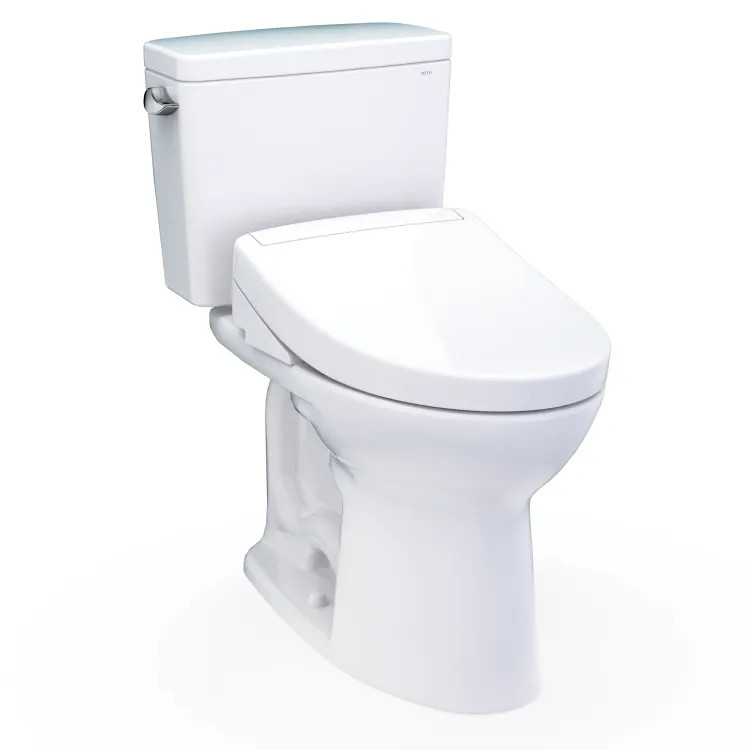 TOTO Drake Two-Piece Elongated Toilet w/ WASHLET+ S5, 1.28 GPF, Cotton White - MW7763446CEG#01
