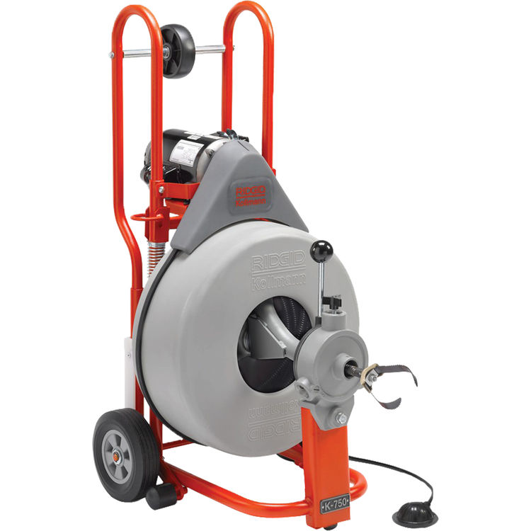 Ridgid K-750 AutoFeed Drum Drain Cleaning Machine, 5/8" Pigtail, Gloves, 115V - 51402