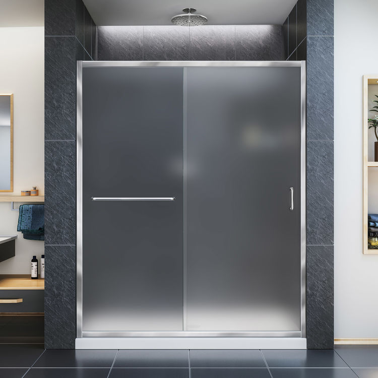 DreamLine DL-6971C-22-01F Infinity-Z Frosted Shower Door w/ 32" x 60" Biscuit Base - Chrome