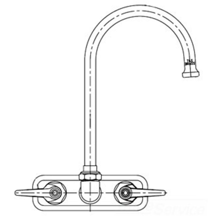 T&S Brass B-1145 Workboard Faucet, Wall Mount, 3-1/2" Centers, Swivel Gooseneck, Lever Handles