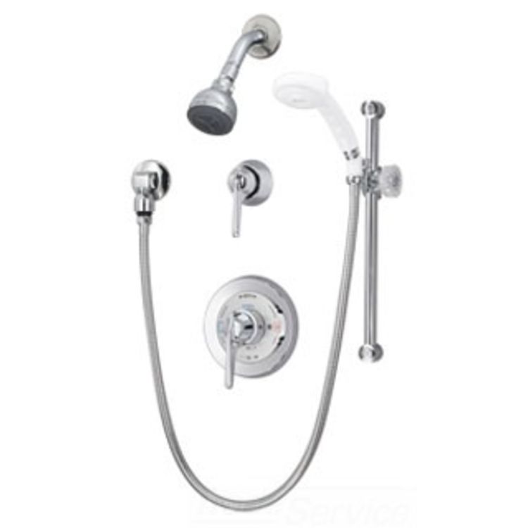 Symmons Shower/Hand Shower System with Temptrol Pressure-Balancing Mixing Valve, Lever Handle, 2.5 GPM, Polished Chrome - 96-500-B30-L-V