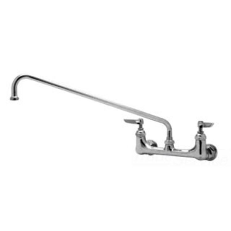 T&S BRASS B-0230-14-CR-SC 8" WALL MOUNT MIXING FAUCET, CV CERAMA CARTRIDGES, 14" SWING NOZZLE