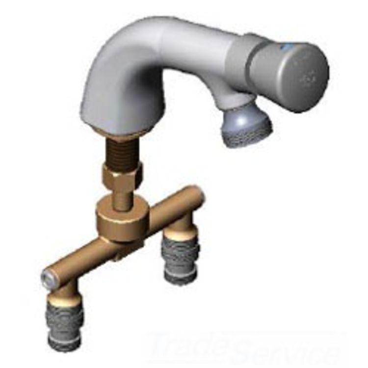 T&S BRASS B-0808 METERING FAUCET, SINGLE HOLE BASE, 4" SPREADER, PUSH BUTTON CARTRIDGE,