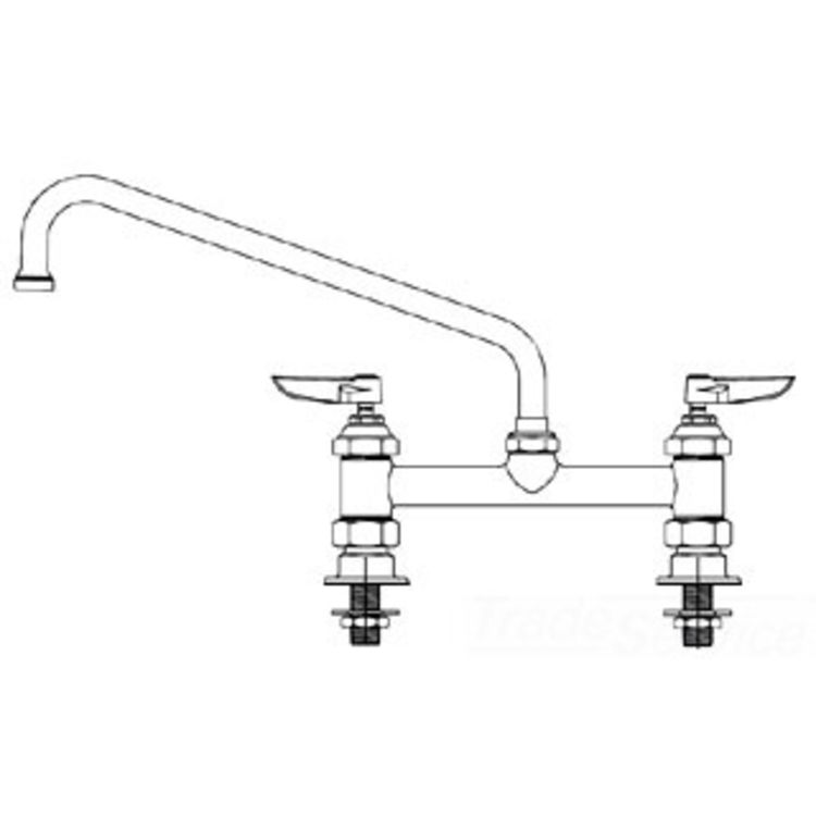T&S BRASS B-2280-CR 8" DECK MOUNT BASE FAUCET WITH CERAMIC CARTRIDGES, 12" SWING