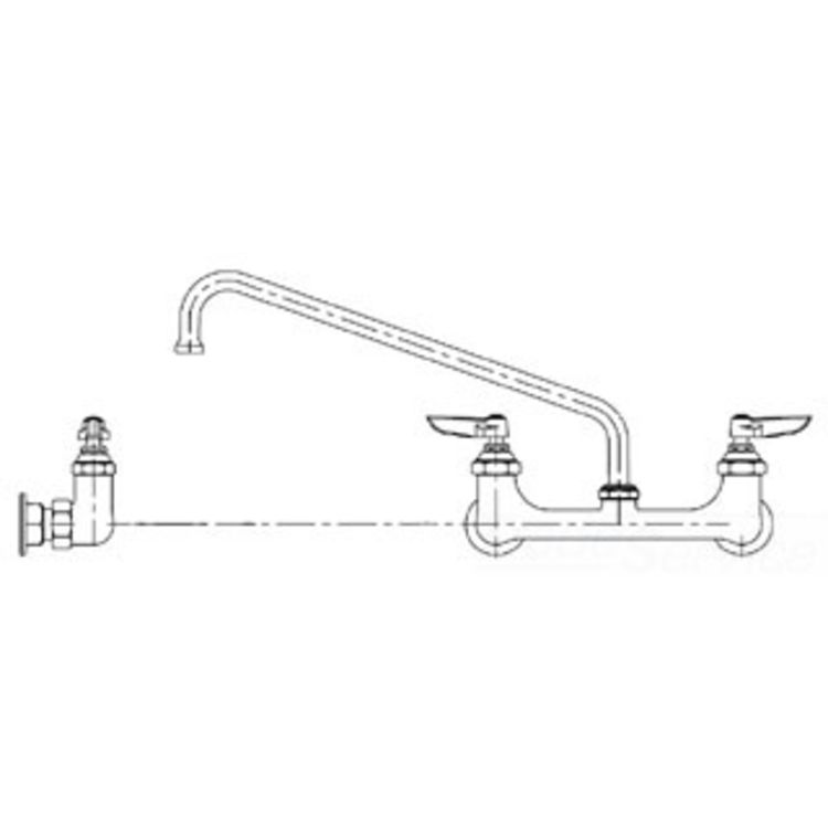 T&S BRASS B-2388-CR-M WALL MOUNT FAUCET W/ CERAMA CARTRIDGES - MASTER PACK QTY OF 6