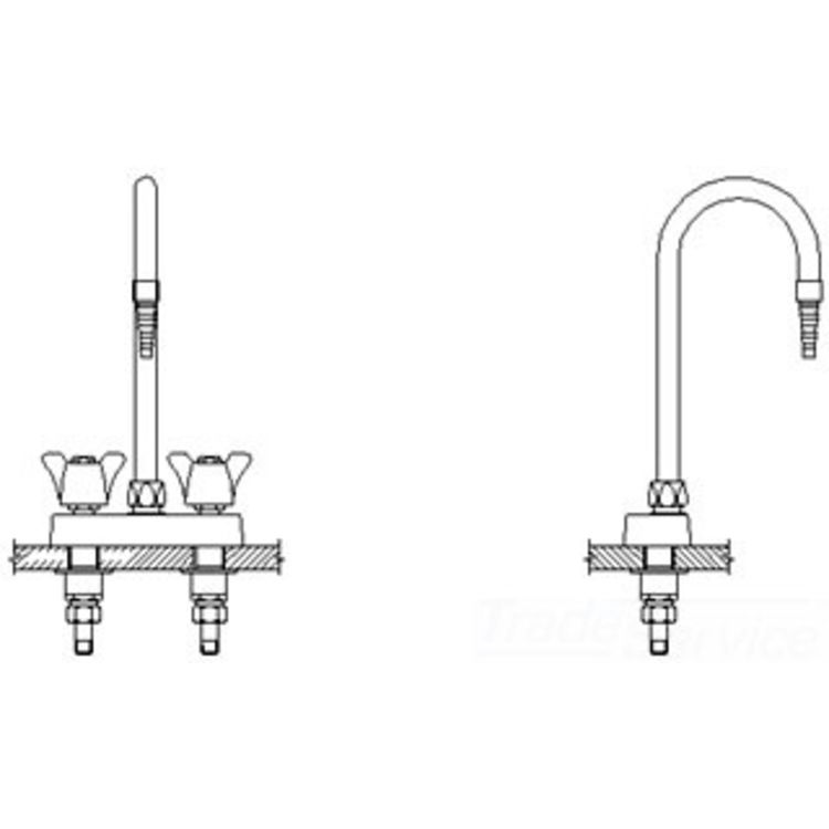 Delta W6720-R2 Teck Deckmount 2-Arm Lab Handles Centerset Mixing Faucet w/ 4.5" Gooseneck, Chrome