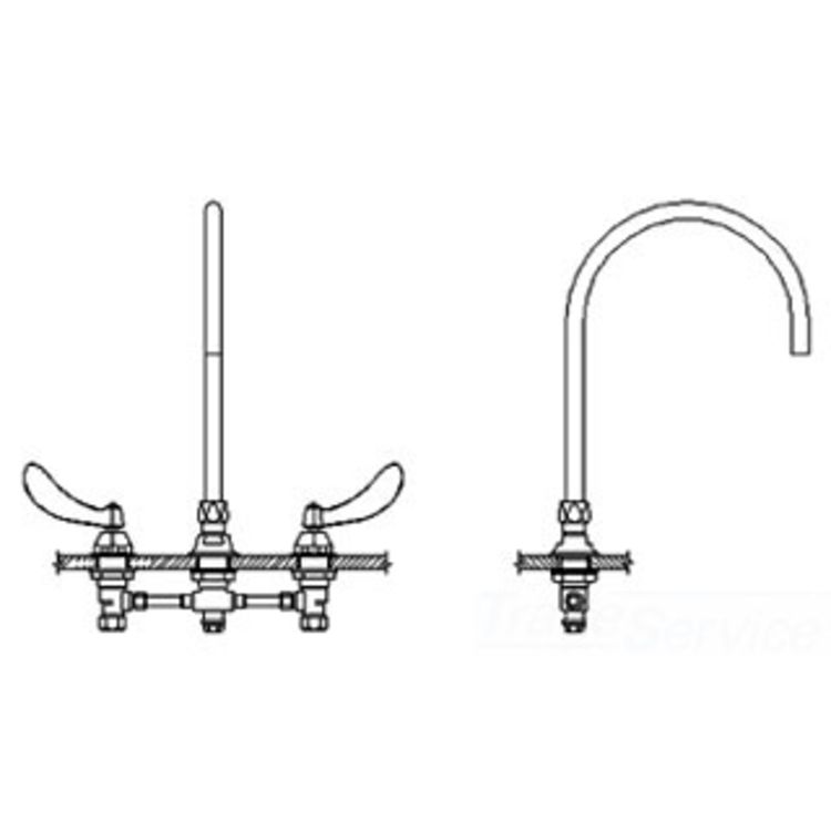Delta 27C2974-R7 CER-TECK 8" Below Deckmount Faucet, 9" Gooseneck (14.1" Tall), Blade w/ Sanitary Hood, Smooth Laminar, 1 gpm, Chrome