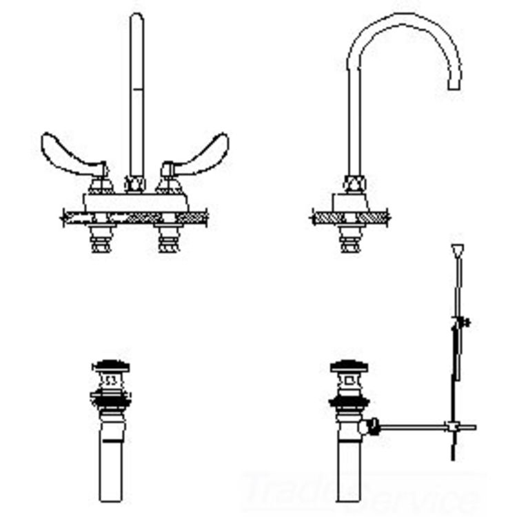 Delta 27C5974 CER-TECK 2-Handle Cast Centerset Lavatory Faucet w/ Pop-Up, 6" Gooseneck, Blade w/ Sanitary Hood, Smooth Laminar, 1 gpm, Chrome