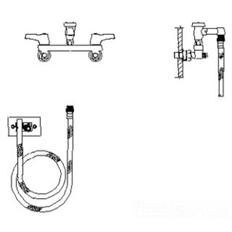 Delta 28C2093 CER-TECK Wallmount Service Faucet, 5.5" Rigid Spout, Hooded Lever, Chrome