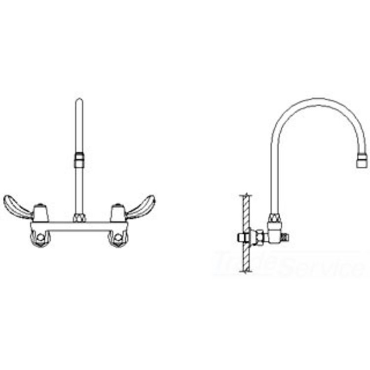 Delta 28C6932-R7 CER-TECK Wallmount Service Faucet, 9" Gooseneck (14.1" Tall), Hooded Blade, VR Aerator, Integral Stops, Chrome