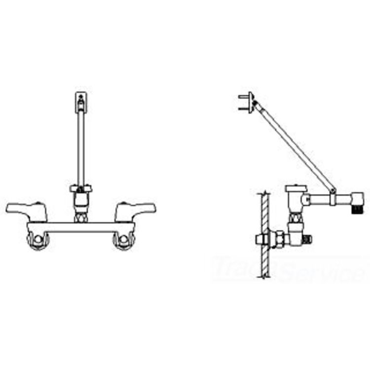 Delta 28T8183 TUF-TECK 8" Wallmount Faucet w/ Integral Check Stops, 8.25" Plain Spout, Angle Vacuum Breaker, Lever Blade Handles