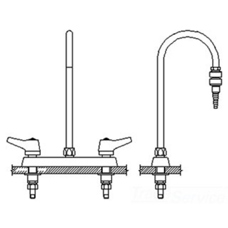 Delta W6740-9-C Teck Deckmount Lever Blade Handles 8-Inch Lab Mixing Faucet w/ Gooseneck, In-Line Dual Check, Chrome