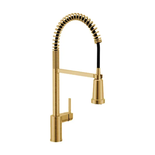 Moen Align Single-Handle High-Arc Brushed Gold Filtering 3-in-1 Semi-Pro Pulldown Kitchen Faucet with 68-inch Hose, 1.5 GPM - F5923BG
